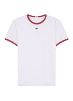 T-Shirt Med Kontrastkant Og Logo - Hvid