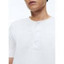 Cotton Tunisian Collar T-Shirt - White