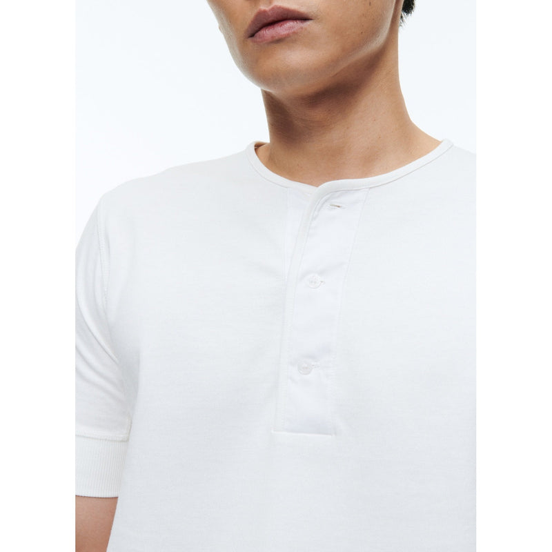 Cotton Tunisian Collar T-Shirt - White
