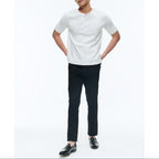 Camiseta de algodón con cuello tunecino - Blanco