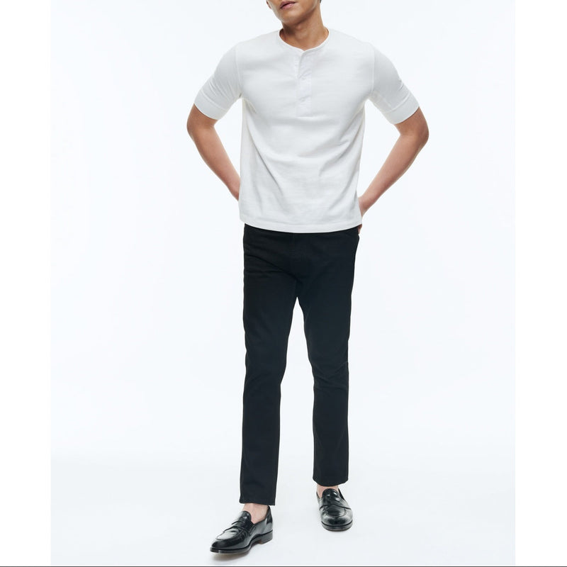 Cotton Tunisian Collar T-Shirt - White