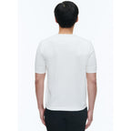 Camiseta de algodón con cuello tunecino - Blanco