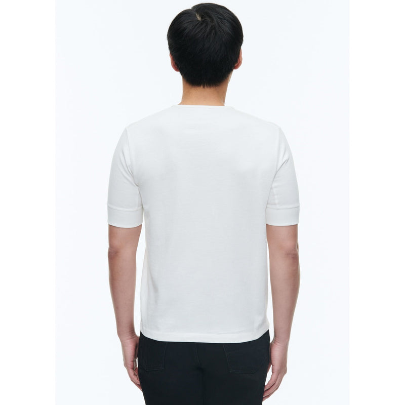 Cotton Tunisian Collar T-Shirt - White