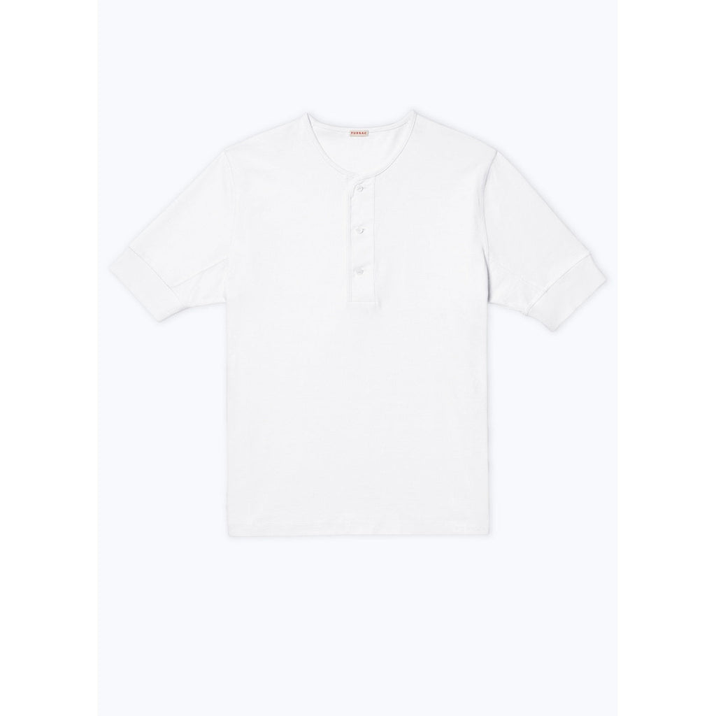 Camiseta de algodón con cuello tunecino - Blanco