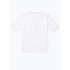 Camiseta de algodón con cuello tunecino - Blanco