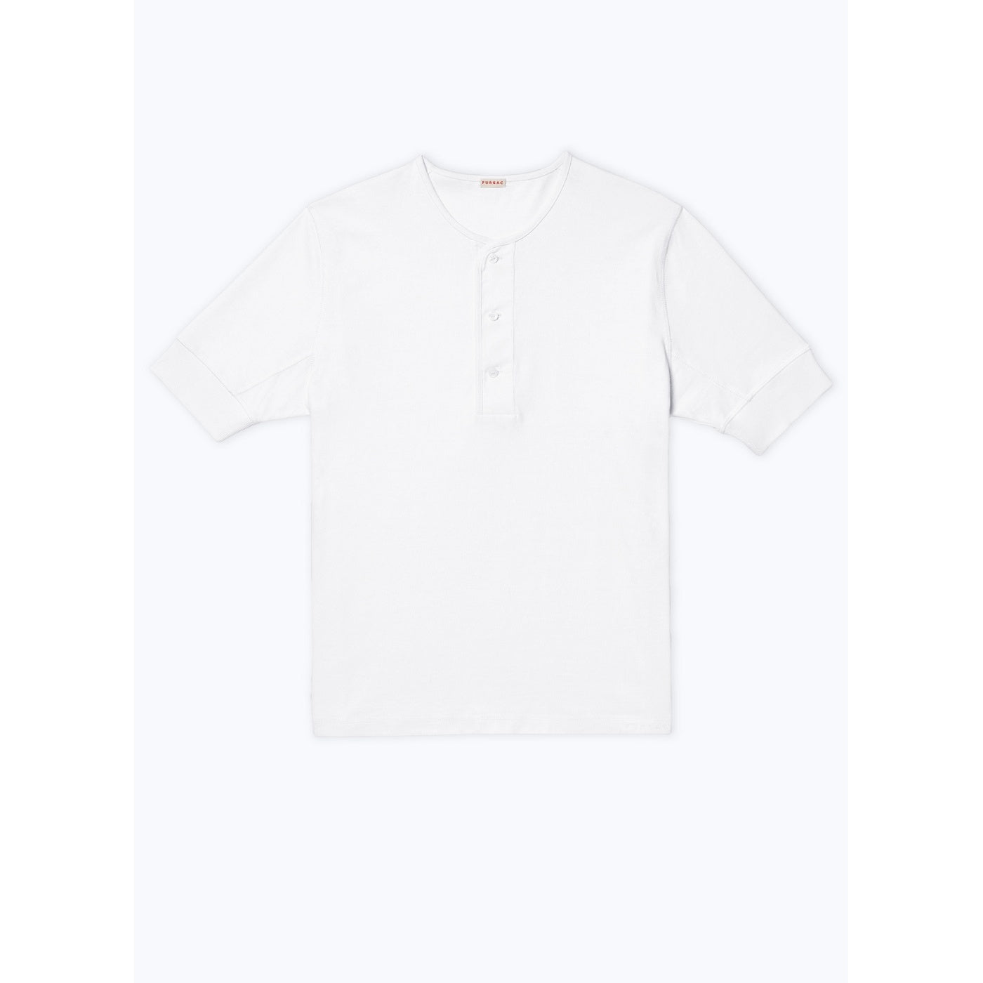 Camiseta de algodón con cuello tunecino - Blanco