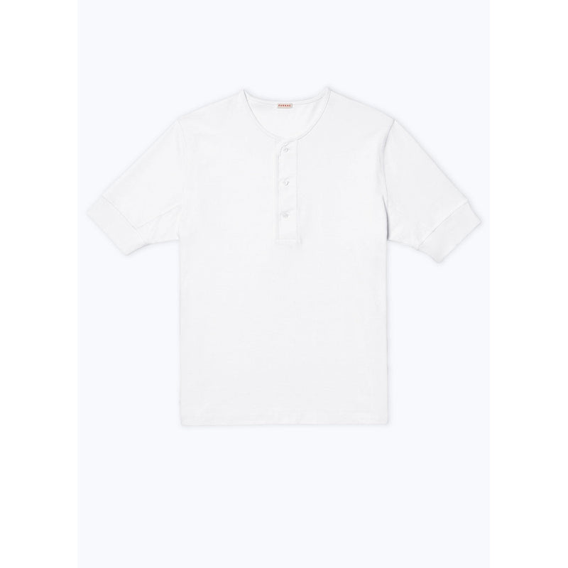 Cotton Tunisian Collar T-Shirt - White