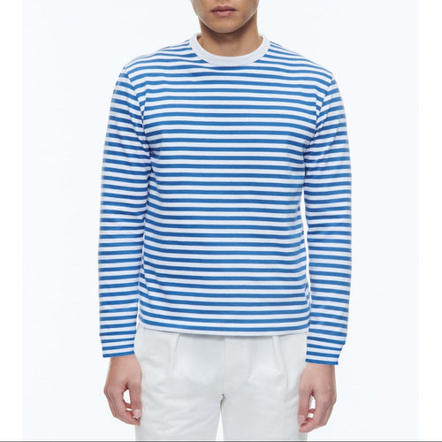 Camiseta de algodón orgánico a rayas - Rayas blancas y azul marino