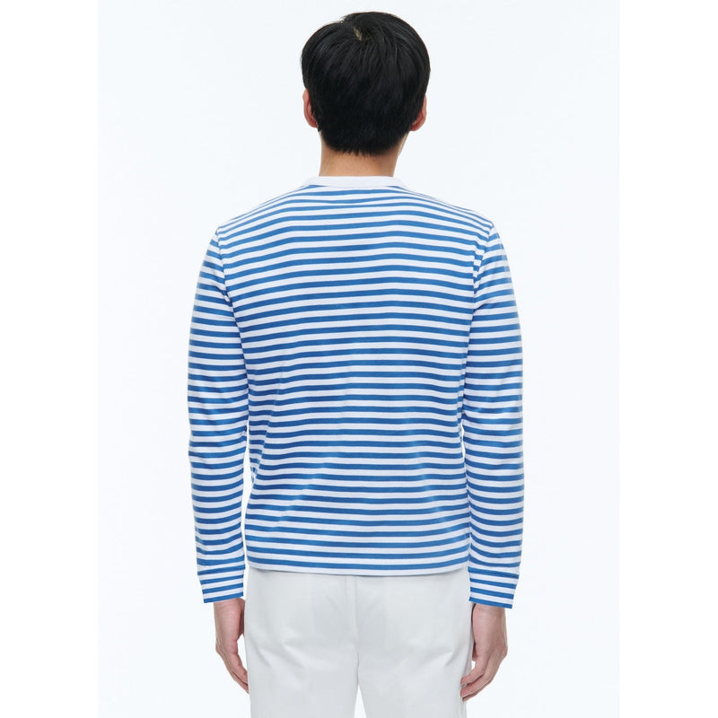 T-Shirt Rayé En Coton Biologique - Rayures Blanches Et Bleu Marine