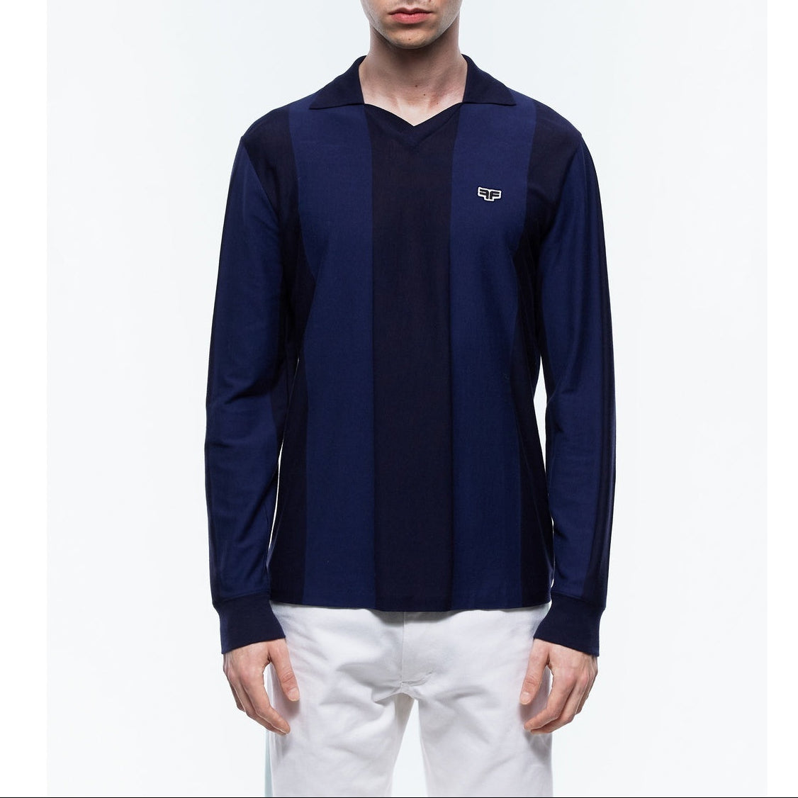 Polo Foot Rayé Logo - Marine