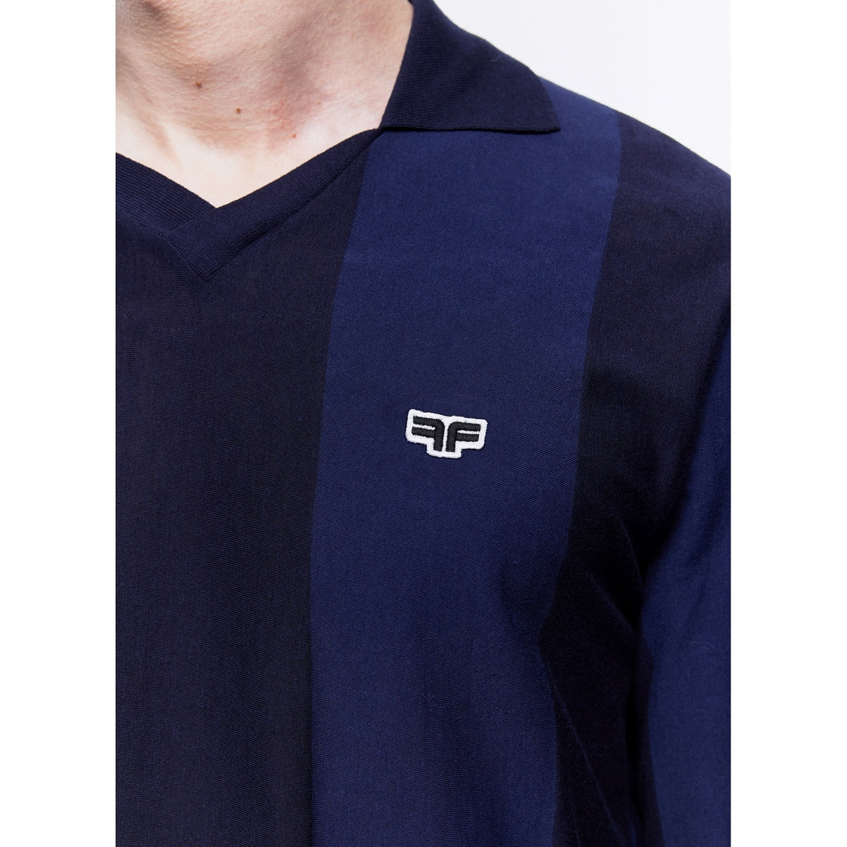 Polo Foot Rayé Logo - Marine