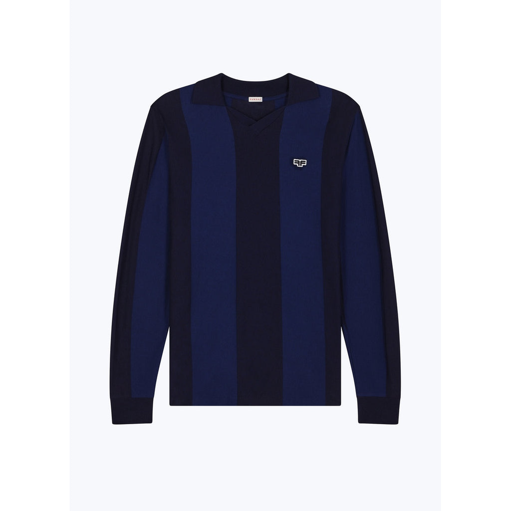 Polo Foot Rayé Logo - Marine