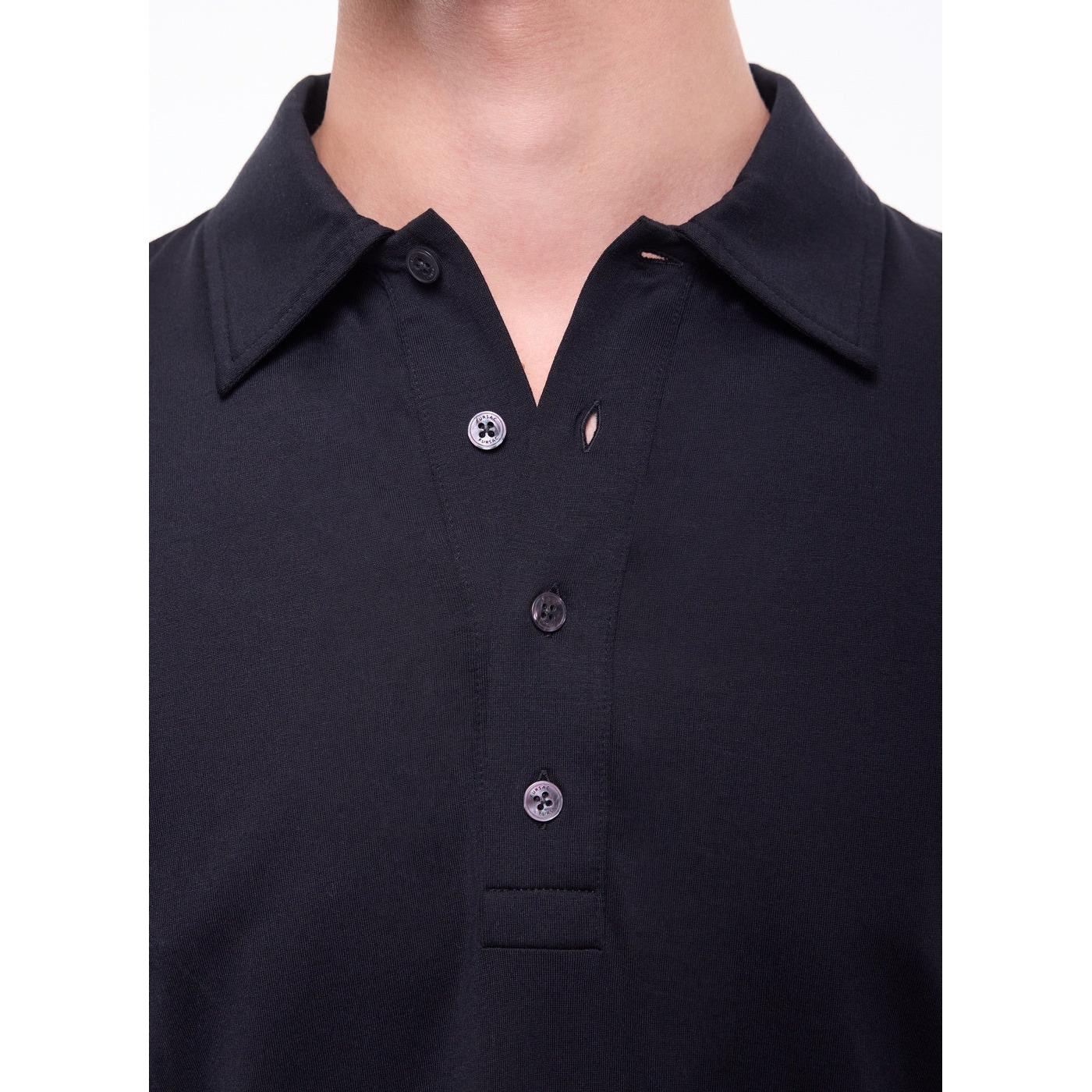 Polo De Jersey De Algodón Mercerizado - Negro
