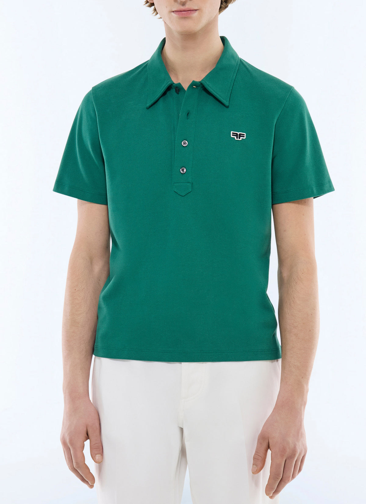 Polo En Piqué 3 Boutons - Émeraude