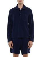 Langarm-Poloshirt Aus Frottee - Marineblau