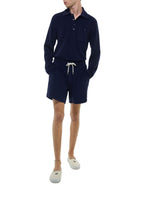 Langarm-Poloshirt Aus Frottee - Marineblau