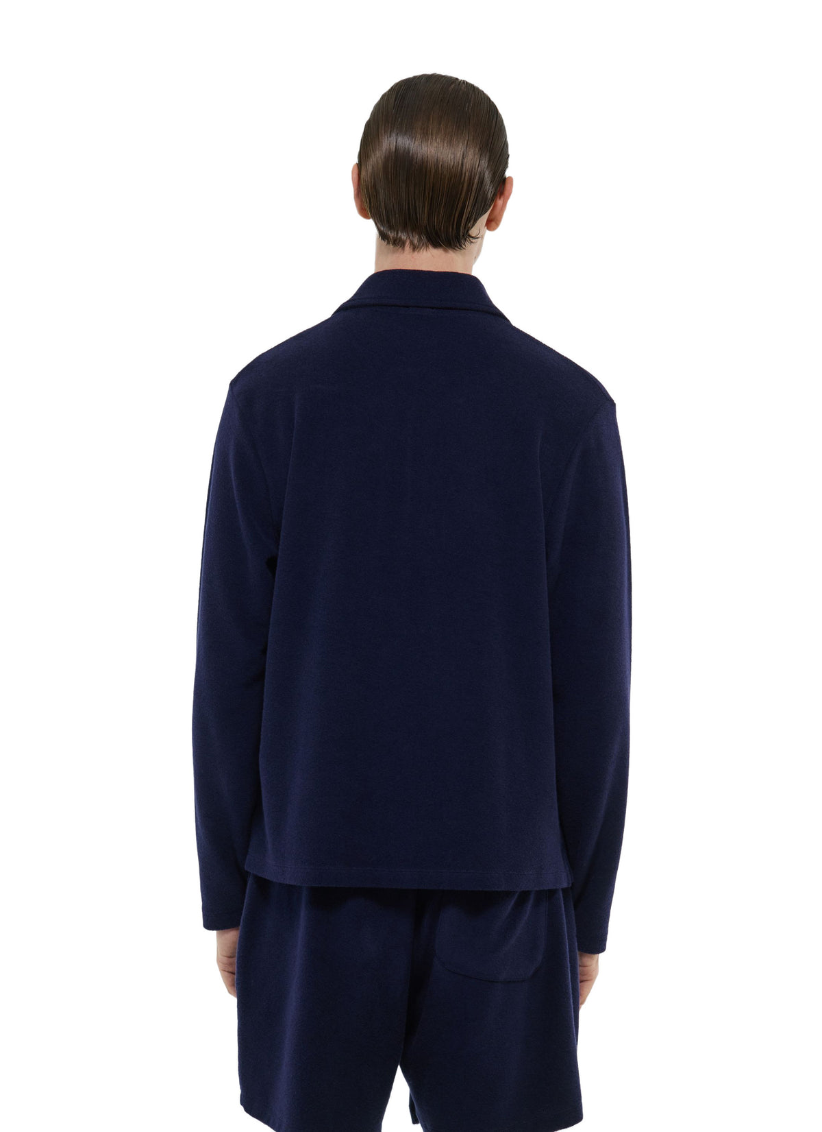 Langarm-Poloshirt Aus Frottee - Marineblau