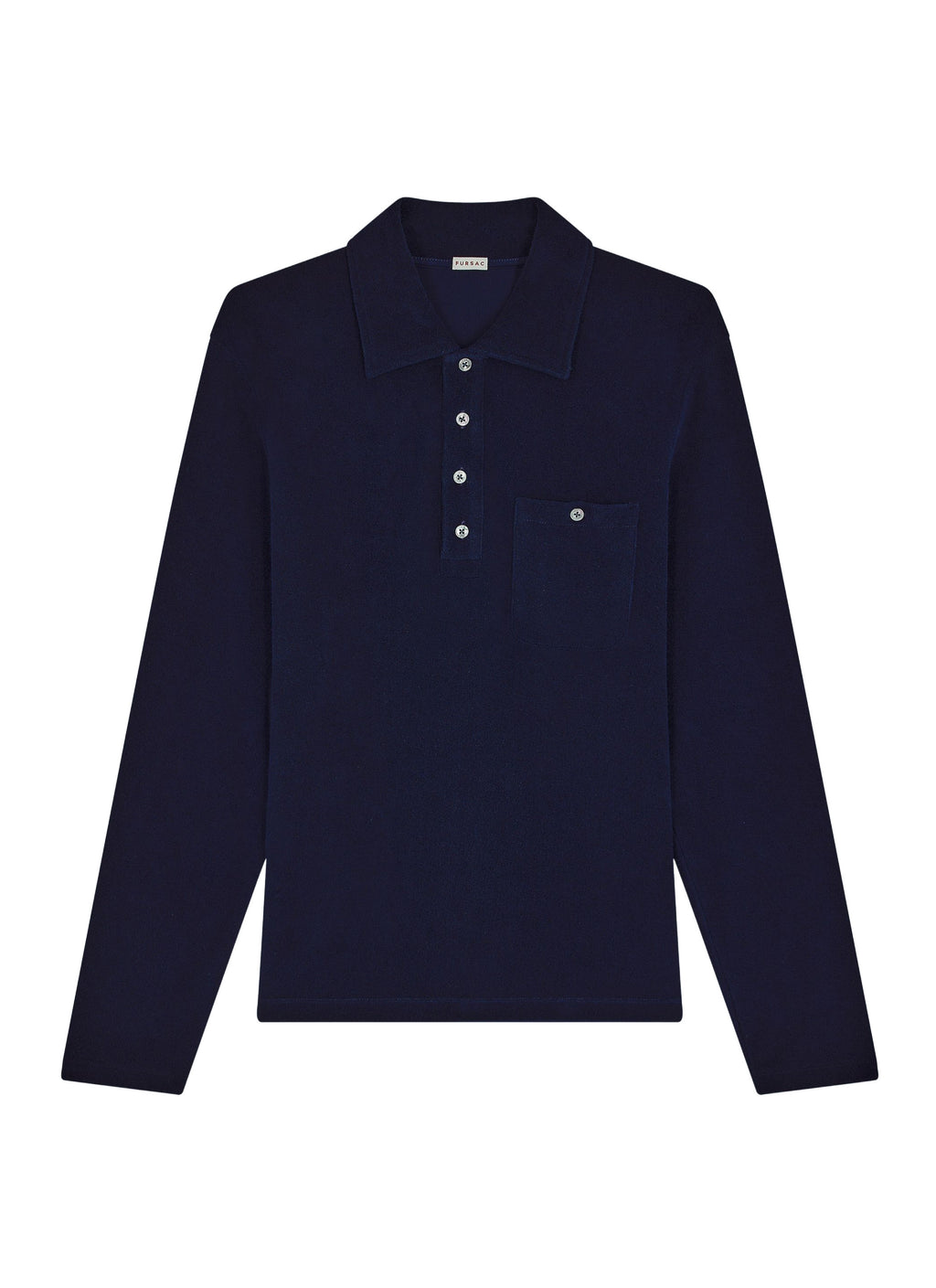 Langarm-Poloshirt Aus Frottee - Marineblau