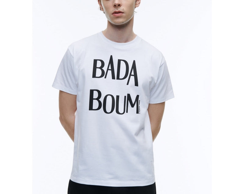 Fursac - Camiseta de algodón con estampado "Badaboum" - Blanco - Hombre