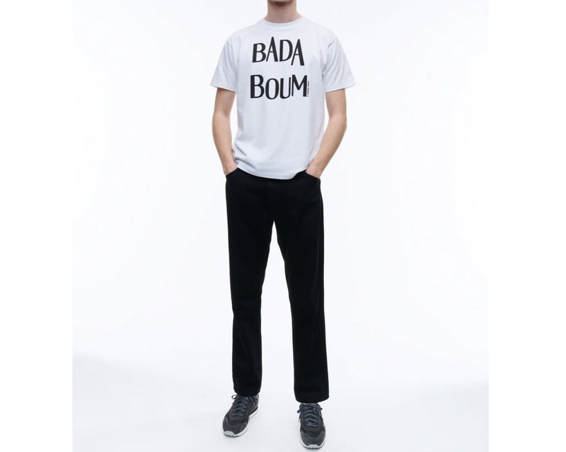 Fursac - Camiseta de algodón con estampado "Badaboum" - Blanco - Hombre