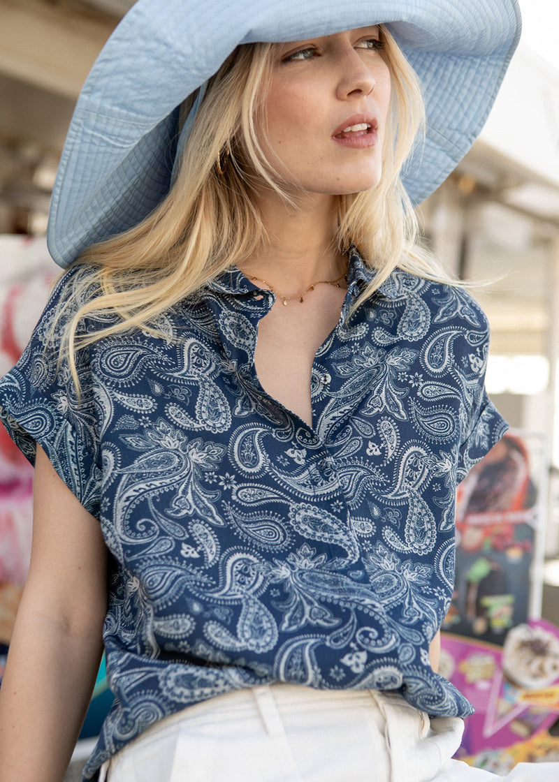 Helene Claudine Collar Shirt - Paisley