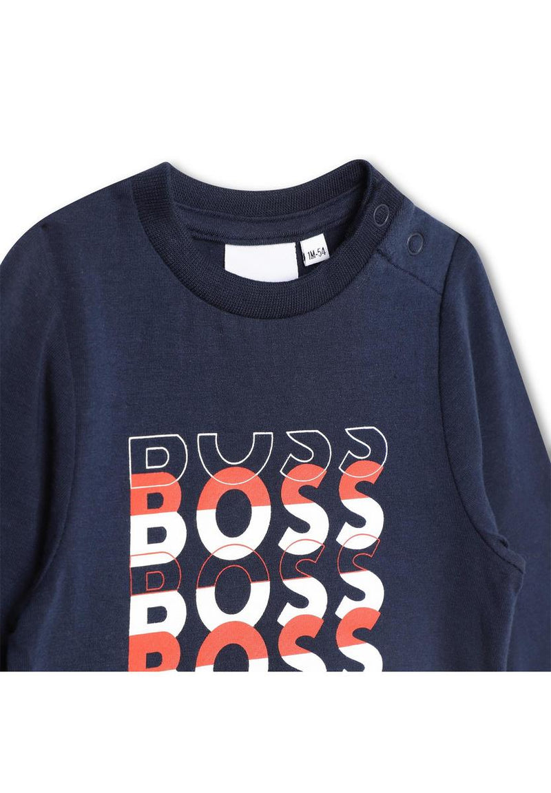 T-Shirt Manches Longues - Bleu Cargo - Bebe Garcon - Boss