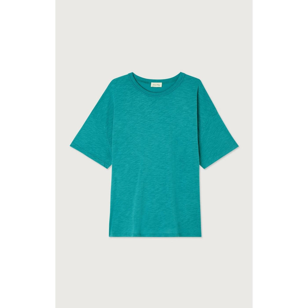 Camiseta Amplia de Cuello Redondo - Esmeralda Chiné - Mujer