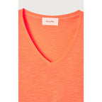 Camiseta de cuello en V - Rojo neón - Mujer