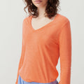 Camiseta de cuello en V - Rojo neón - Mujer