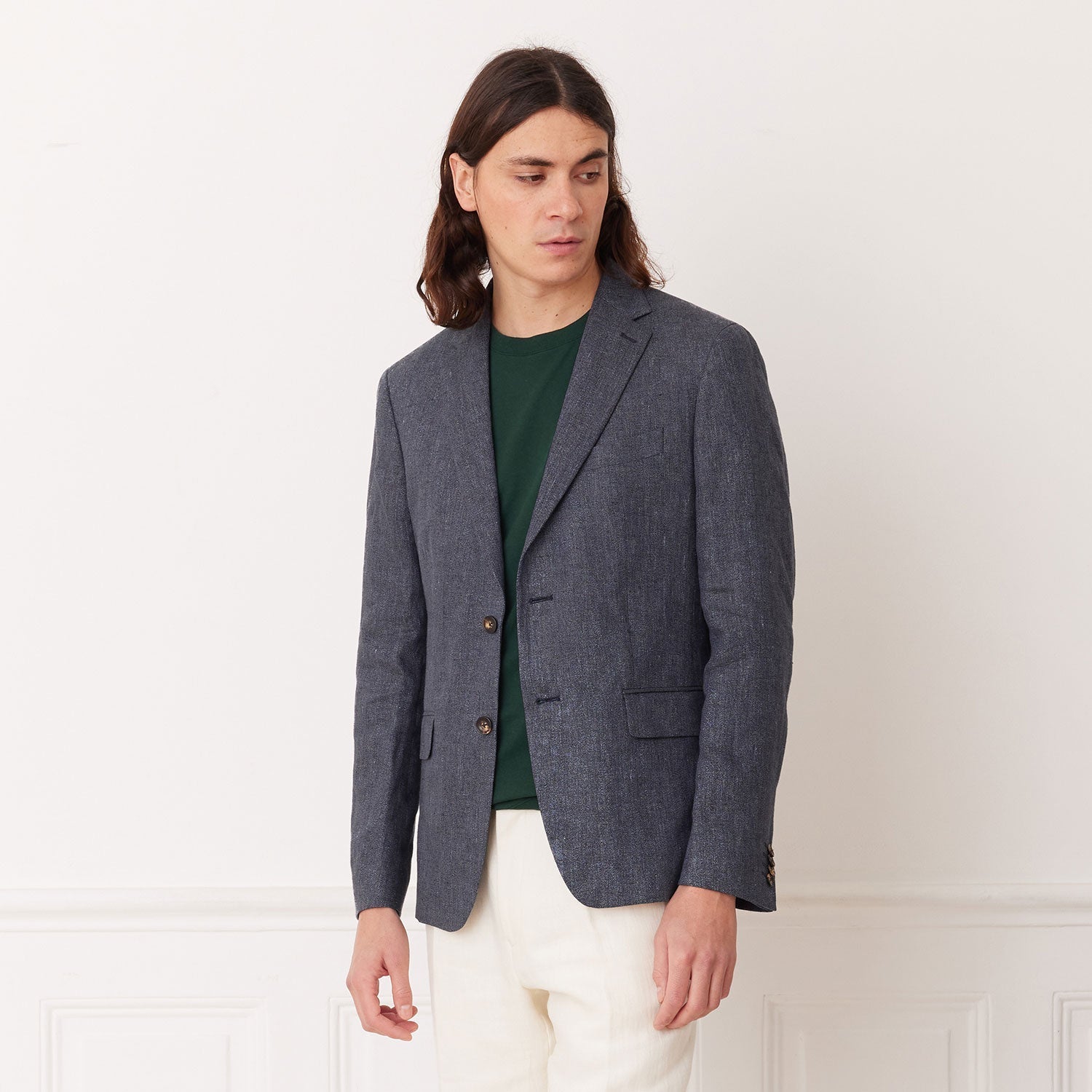 Chaqueta de Lino Azul Pulga
