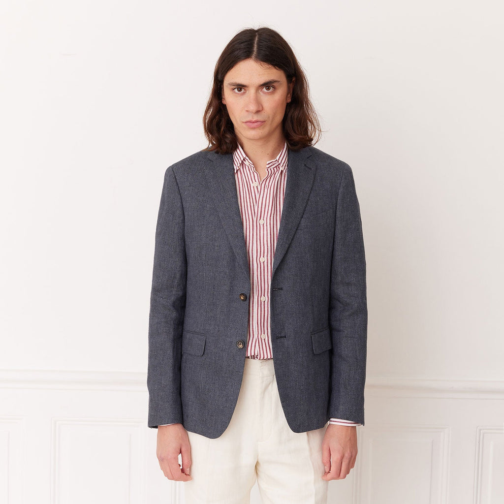Chaqueta de Lino Azul Pulga