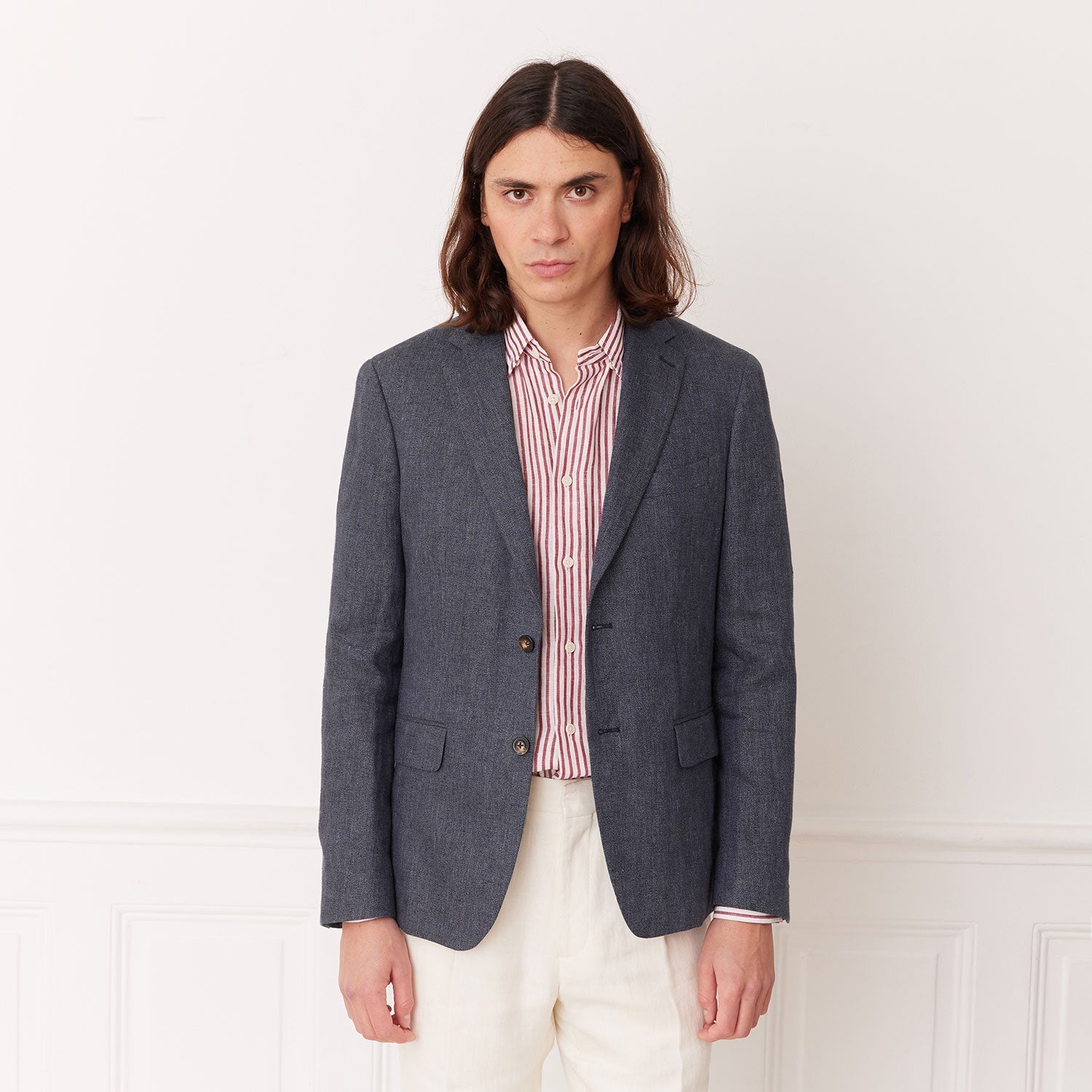 Chaqueta de Lino Azul Pulga