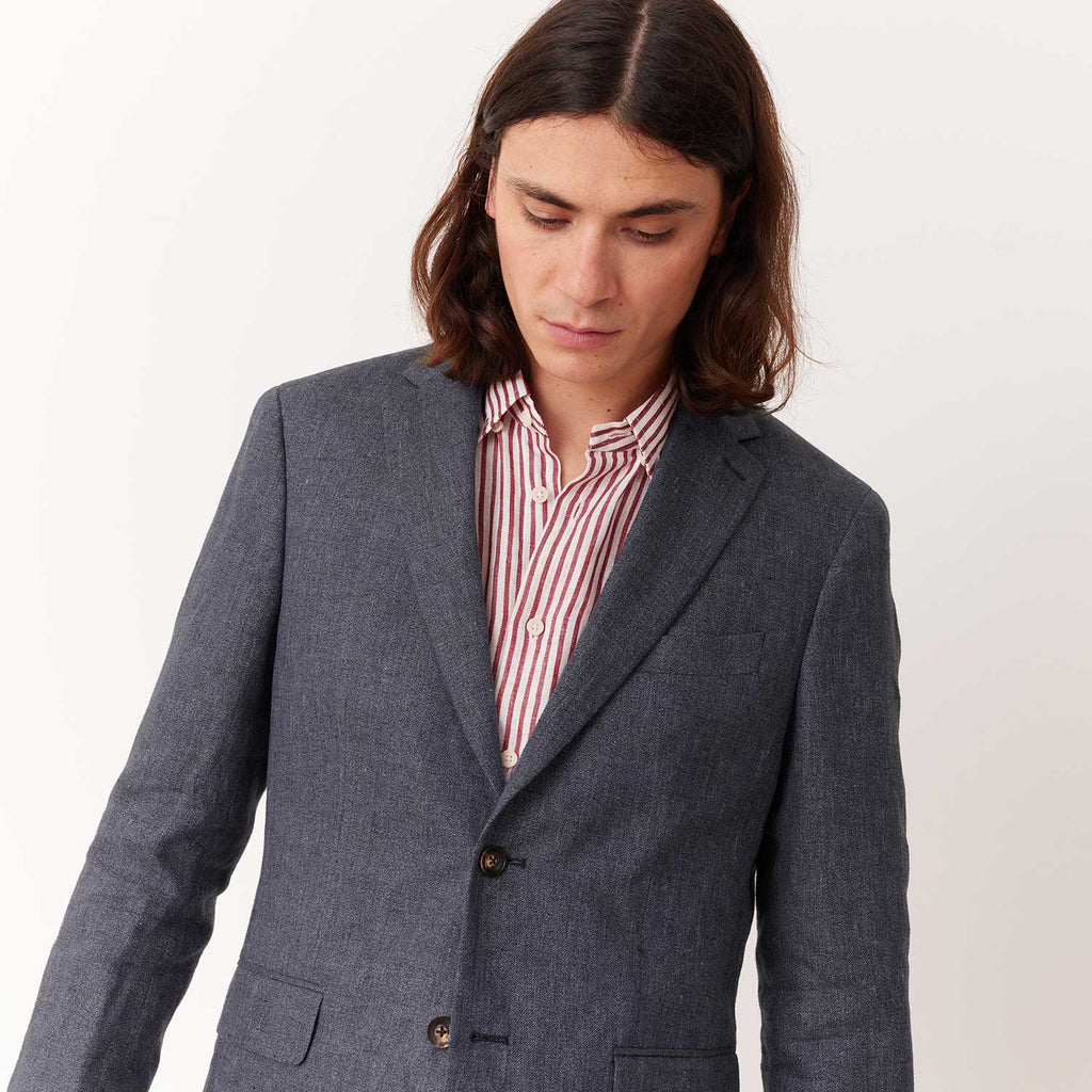 Chaqueta de Lino Azul Pulga