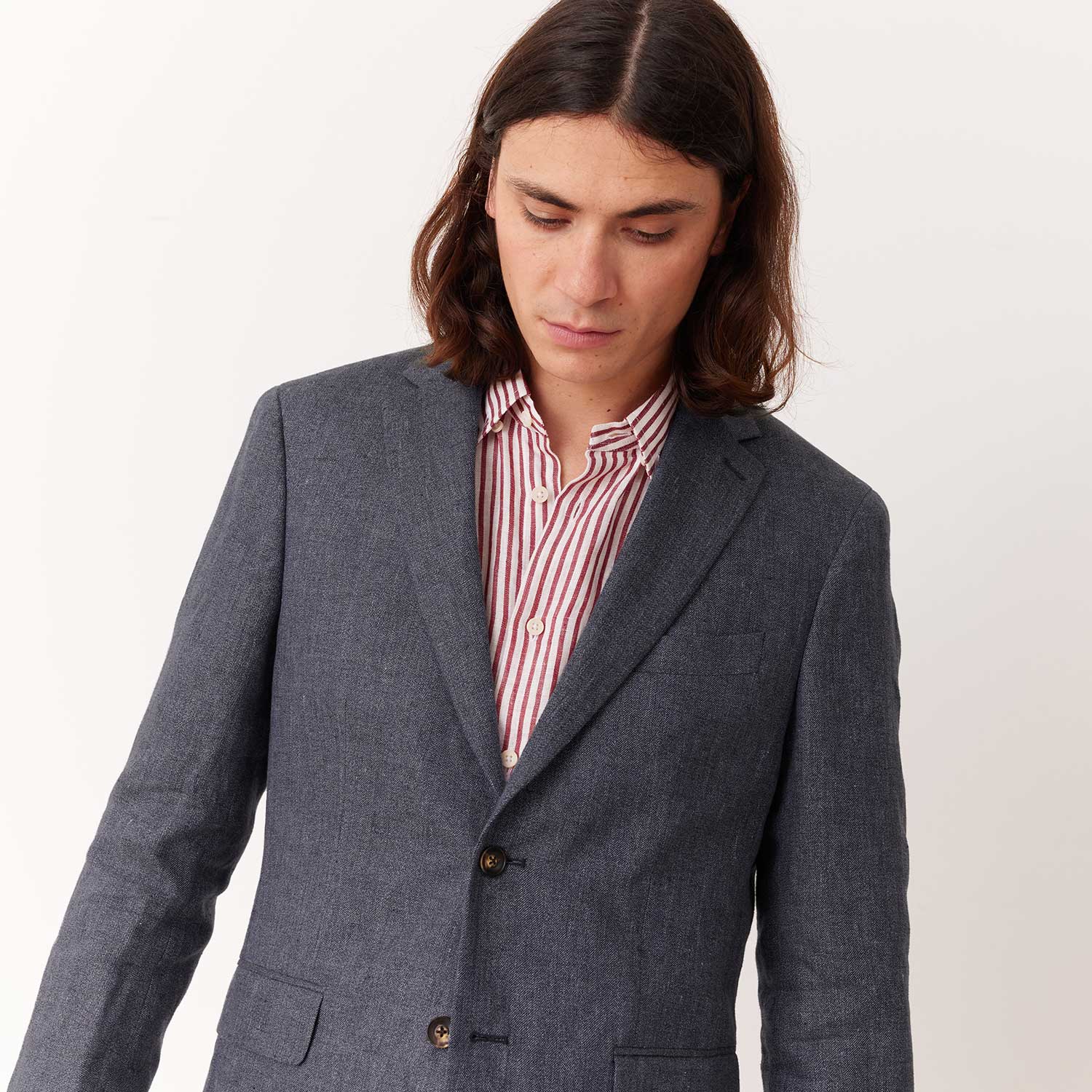 Chaqueta de Lino Azul Pulga