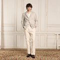 Veste Tailleur Déstructurée En Laine Et Lin Beige Chinée