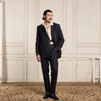 Veste Croisée En Lin Marine