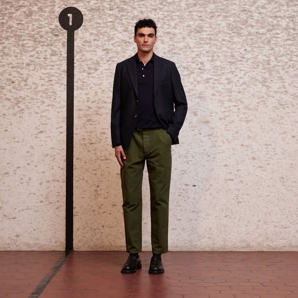 Veste En Laine Vierge Bleu Chiné