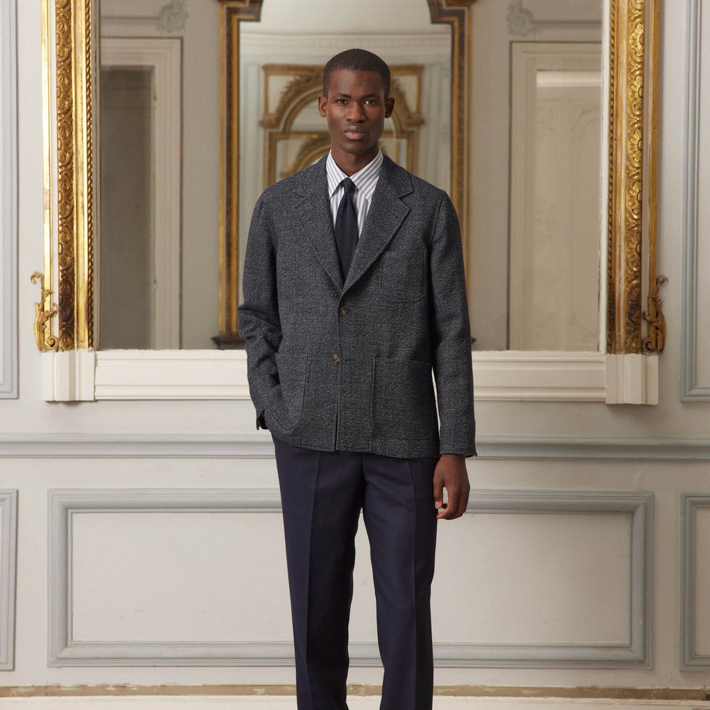Veste Tailleur Déstructurée En Laine Marine Chiné