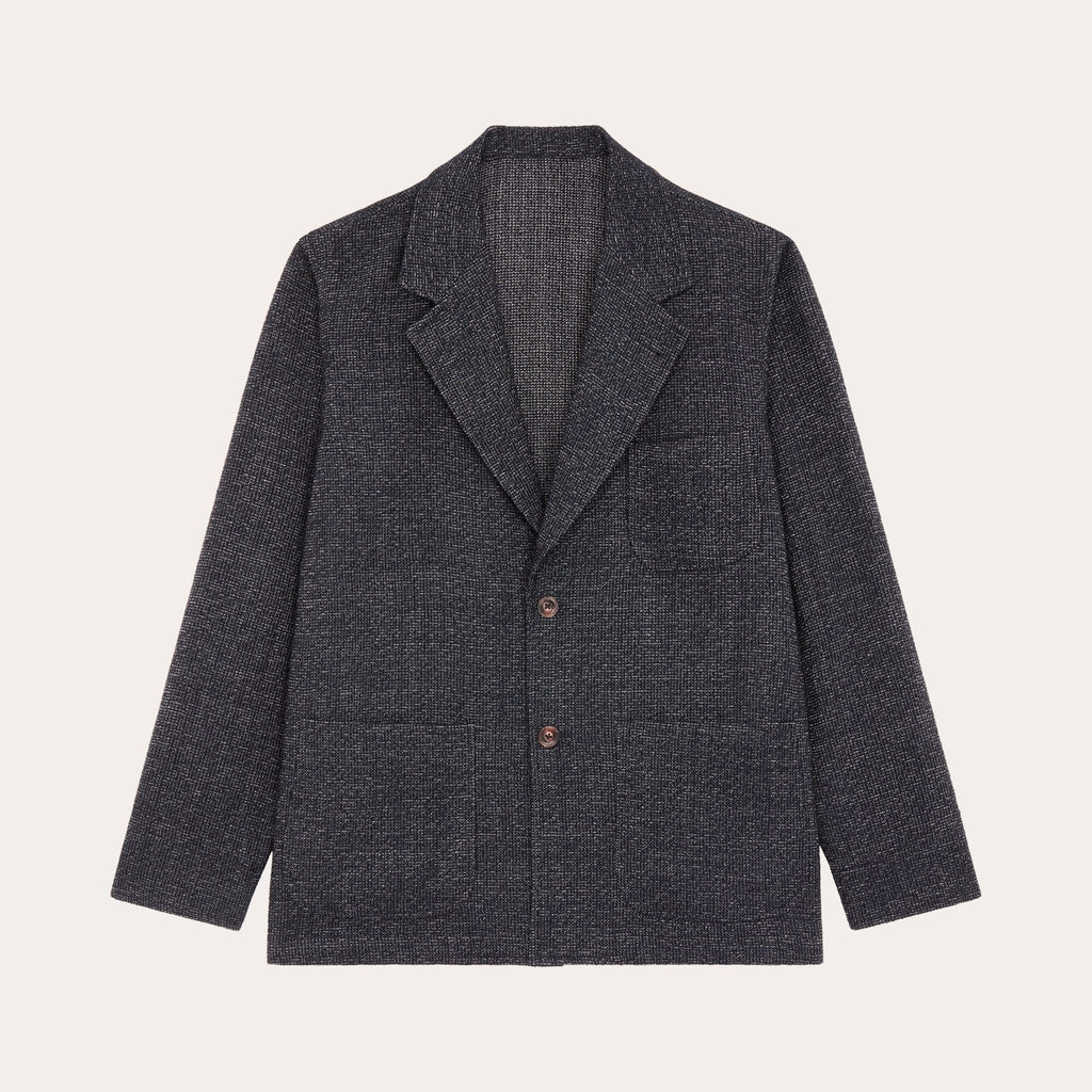 Veste Tailleur Déstructurée En Laine Marine Chiné