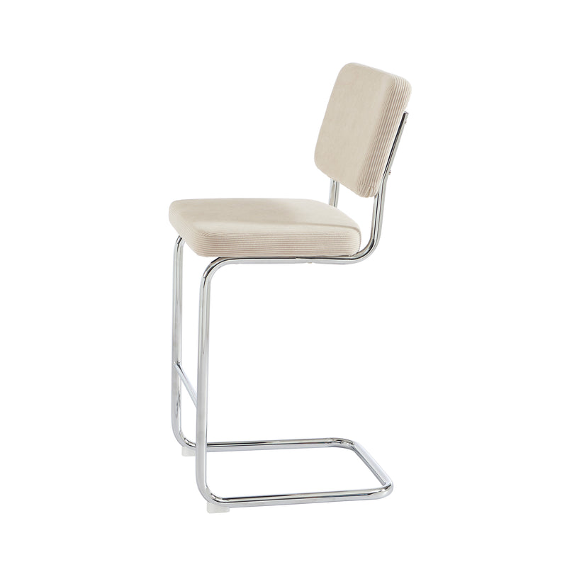 Set of 2 Jack Stools - Beige Corduroy - Metal Legs