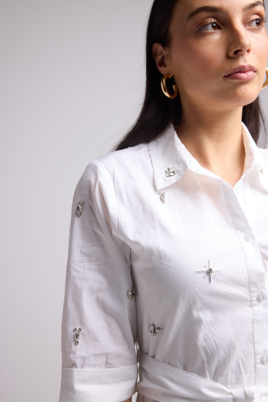 Vestido Corto - Jacquy Court Plain - Blanco