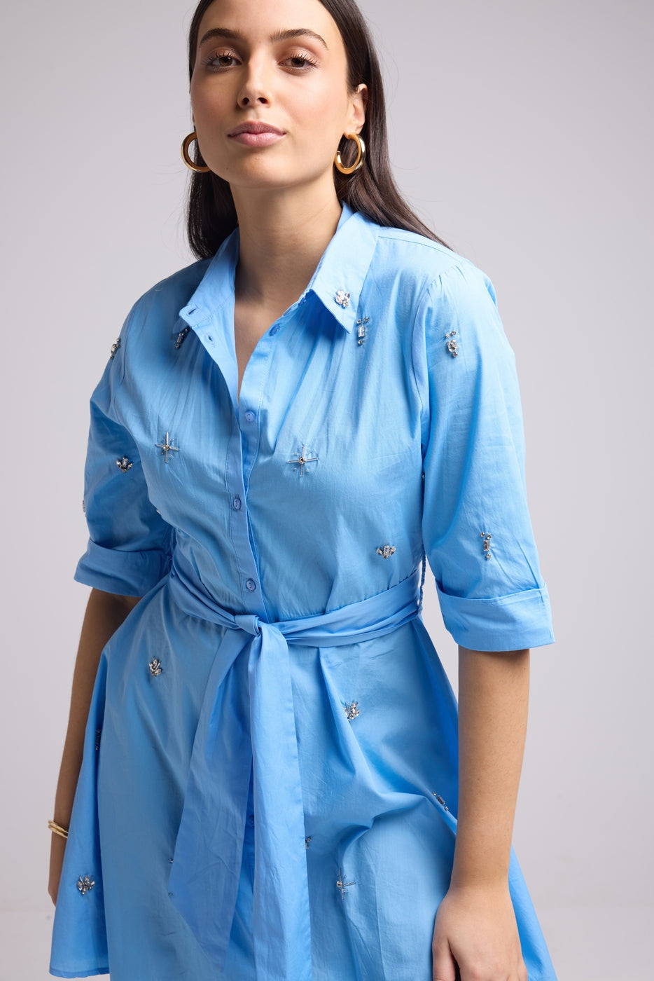 Vestido Corto - Jacquy Court Plain - Azul