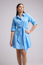 Vestido Corto - Jacquy Court Plain - Azul