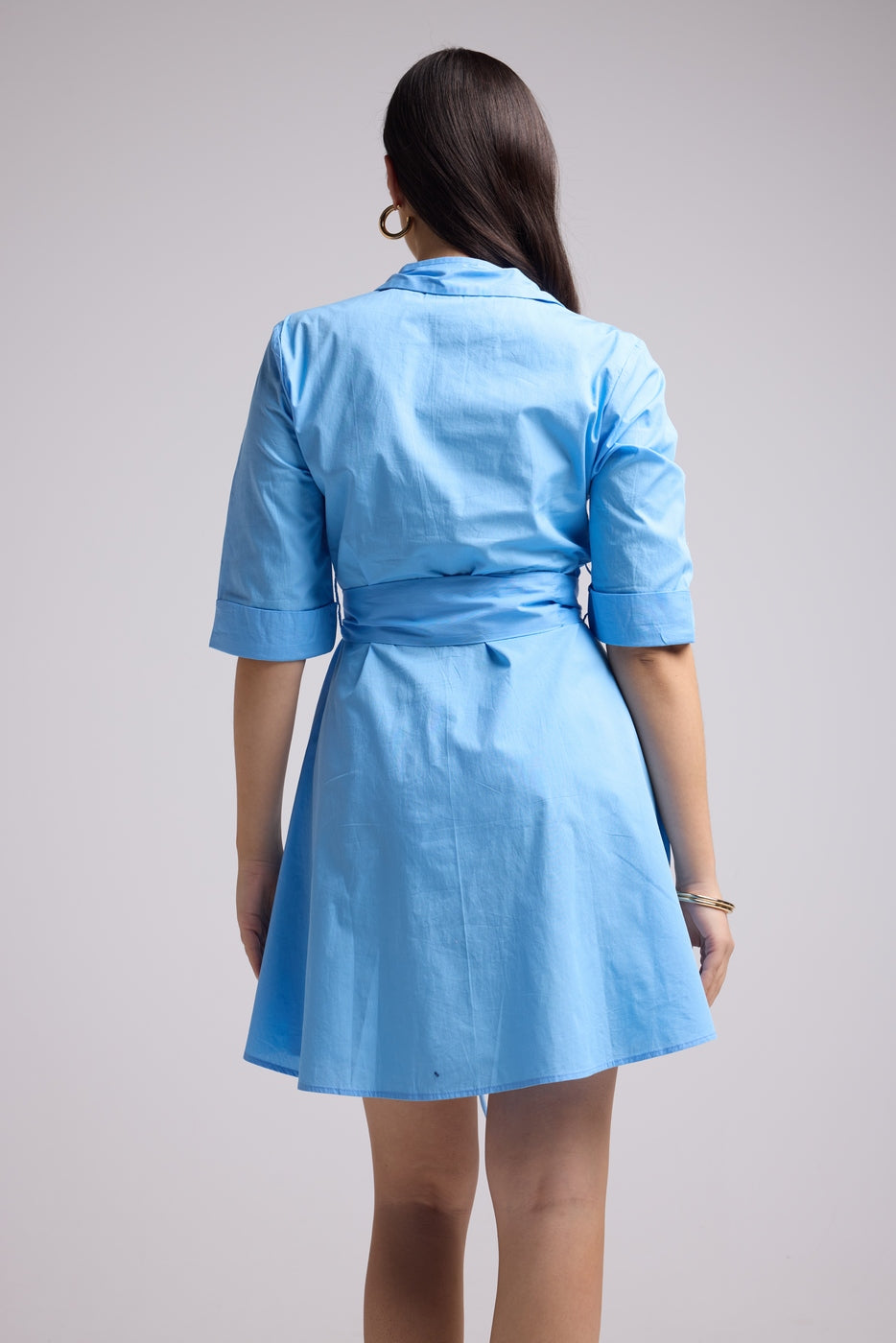 Vestido Corto - Jacquy Court Plain - Azul