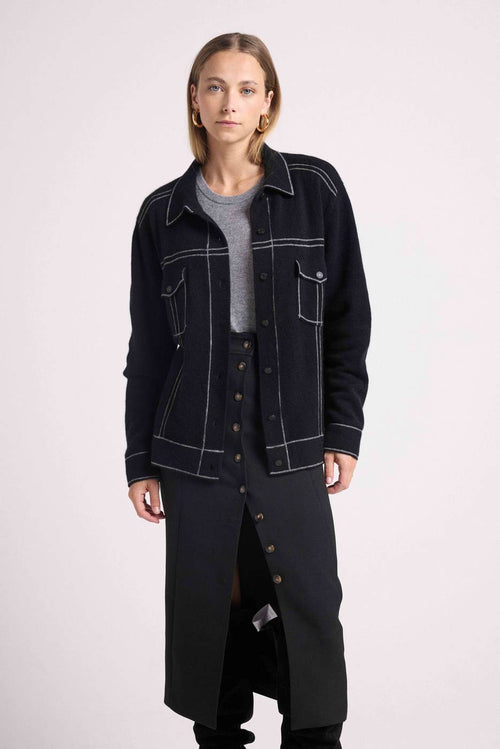 Veste Oversize Cachemire Jade - Noir Gris