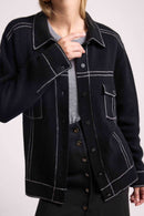 Veste Oversize Cachemire Jade - Noir Gris