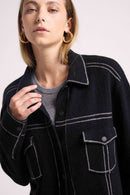 Veste Oversize Cachemire Jade - Noir Gris