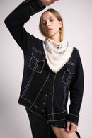 Veste Oversize Cachemire Jade - Noir Gris