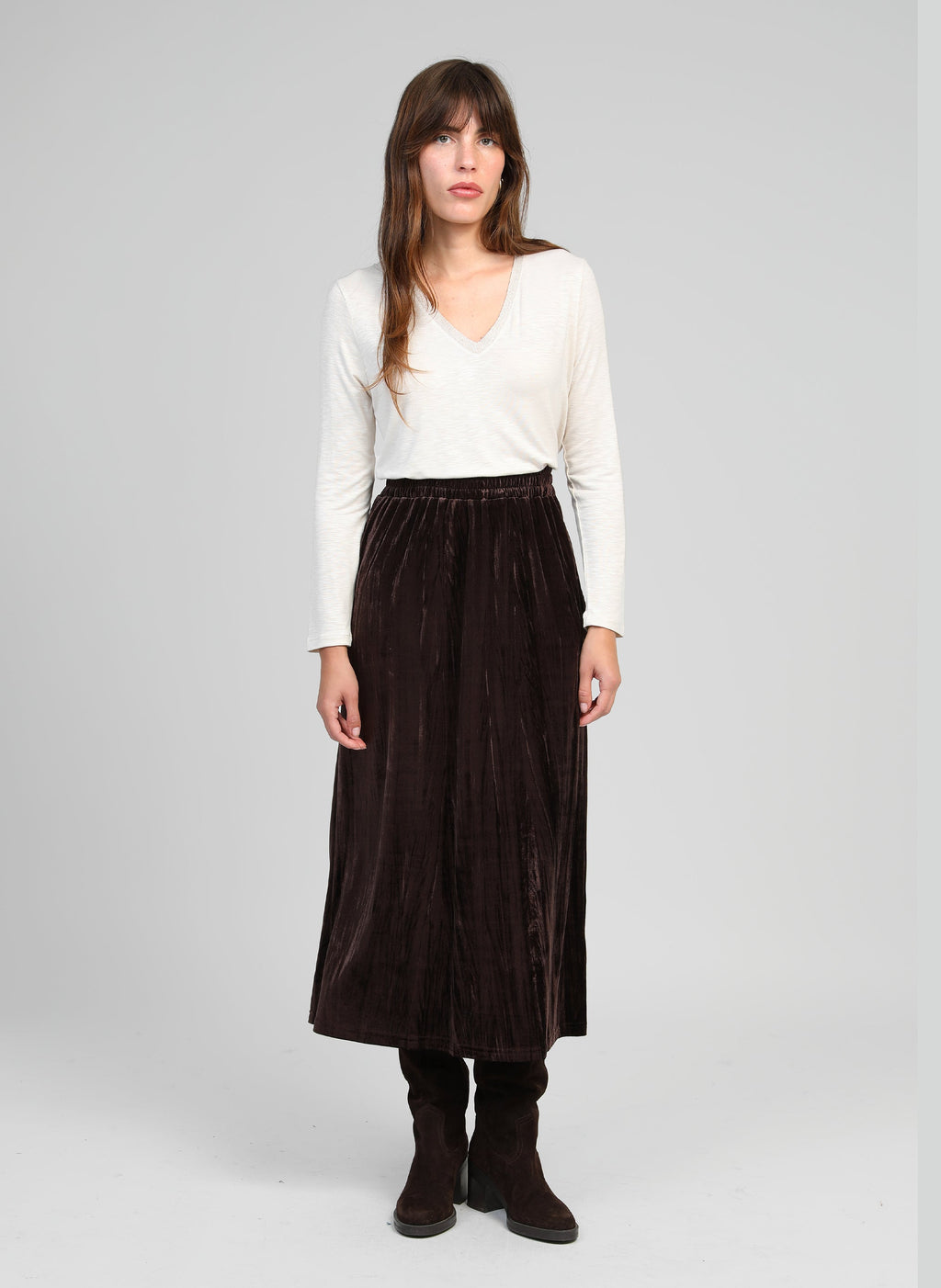 Jupe Midi Janais Marron