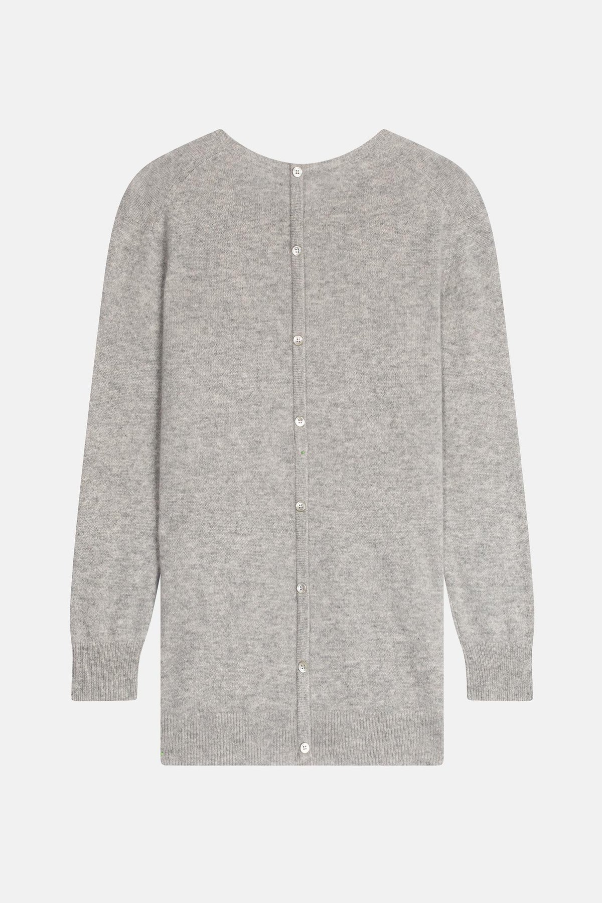 Pull Col Rond Boutonné Dos - Janice - Nuage Chiné